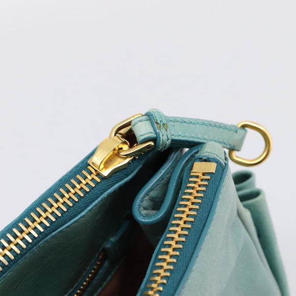 Miu Miu Hand Bag Leather 2way Blue Gold Tone Auth 206643V
