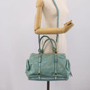 Miu Miu Hand Bag Leather 2way Blue Gold Tone Auth 206643V-28
