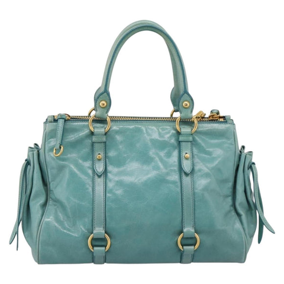 Miu Miu Hand Bag Leather 2way Blue Gold Tone Auth 206643V