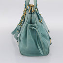 Miu Miu Hand Bag Leather 2way Blue Gold Tone Auth 206643V-5