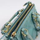 Miu Miu Hand Bag Leather 2way Blue Gold Tone Auth 206643V-6