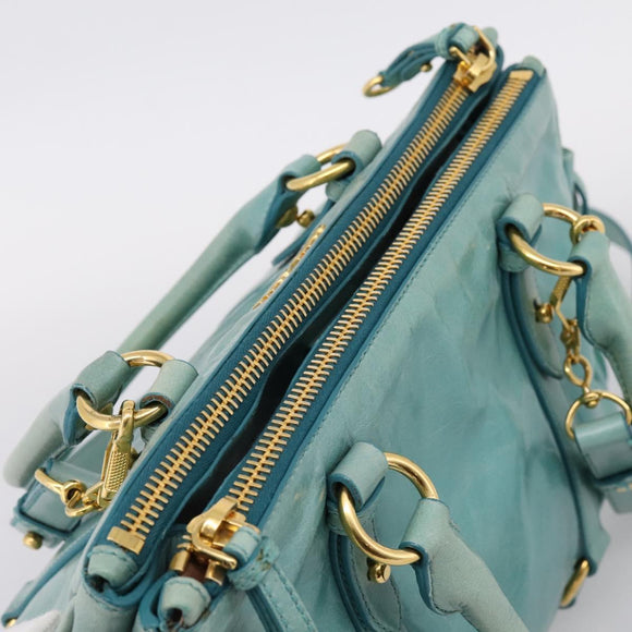 Miu Miu Hand Bag Leather 2way Blue Gold Tone Auth 206643V