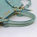 Miu Miu Hand Bag Leather 2way Blue Gold Tone Auth 206643V-7