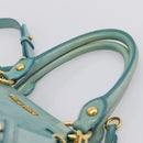 Miu Miu Hand Bag Leather 2way Blue Gold Tone Auth 206643V-8