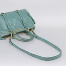 Miu Miu Hand Bag Leather 2way Blue Gold Tone Auth 206643V-9