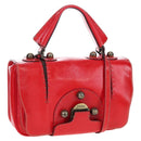 FENDI Hand Bag Leather 2way Red Gold Tone 8BN199 Auth 206644V-1