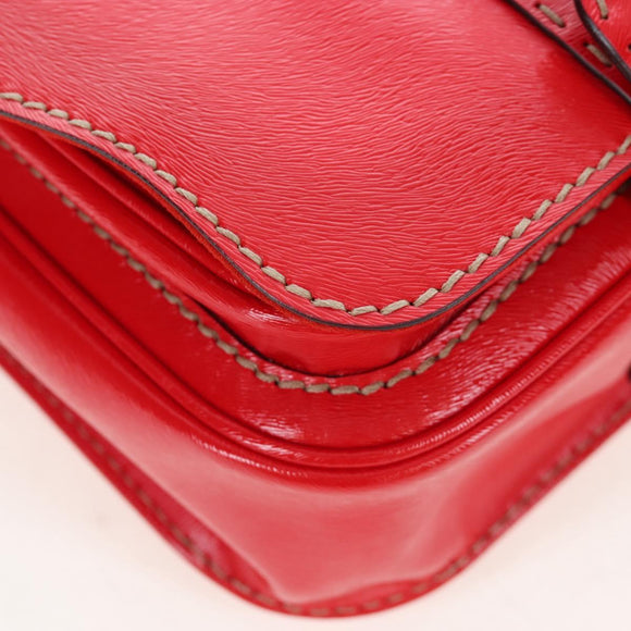 FENDI Hand Bag Leather 2way Red Gold Tone 8BN199 Auth 206644V