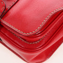 FENDI Hand Bag Leather 2way Red Gold Tone 8BN199 Auth 206644V-18
