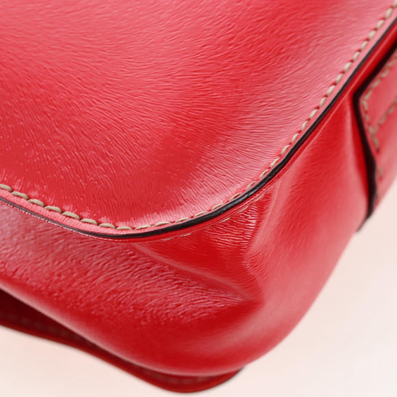 FENDI Hand Bag Leather 2way Red Gold Tone 8BN199 Auth 206644V