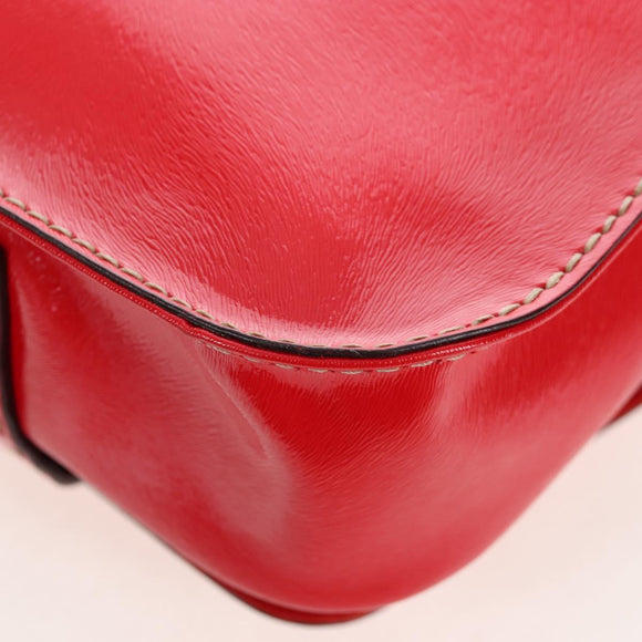 FENDI Hand Bag Leather 2way Red Gold Tone 8BN199 Auth 206644V