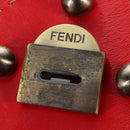FENDI Hand Bag Leather 2way Red Gold Tone 8BN199 Auth 206644V-9