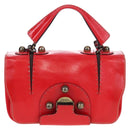 FENDI Hand Bag Leather 2way Red Gold Tone 8BN199 Auth 206644V-13