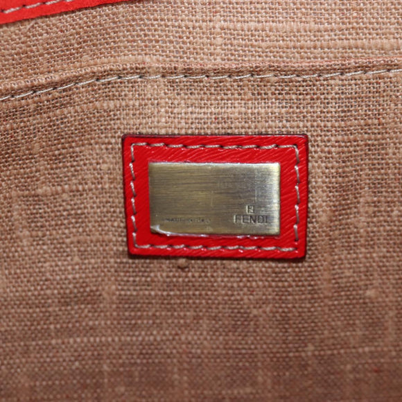 FENDI Hand Bag Leather 2way Red Gold Tone 8BN199 Auth 206644V