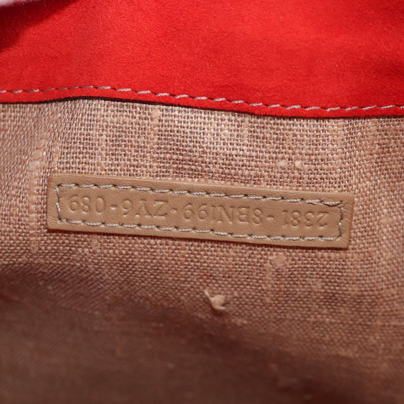 FENDI Hand Bag Leather 2way Red Gold Tone 8BN199 Auth 206644V