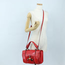 FENDI Hand Bag Leather 2way Red Gold Tone 8BN199 Auth 206644V-29