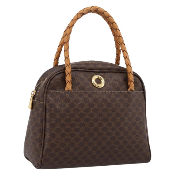 CELINE Macadam Hand Bag PVC Brown Gold Tone Auth 206645