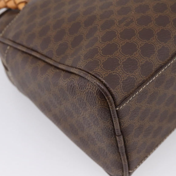 CELINE Macadam Hand Bag PVC Brown Gold Tone Auth 206645