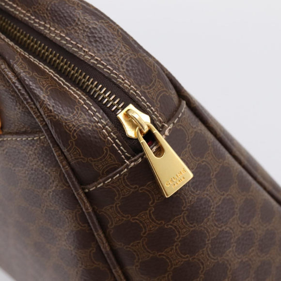 CELINE Macadam Hand Bag PVC Brown Gold Tone Auth 206645