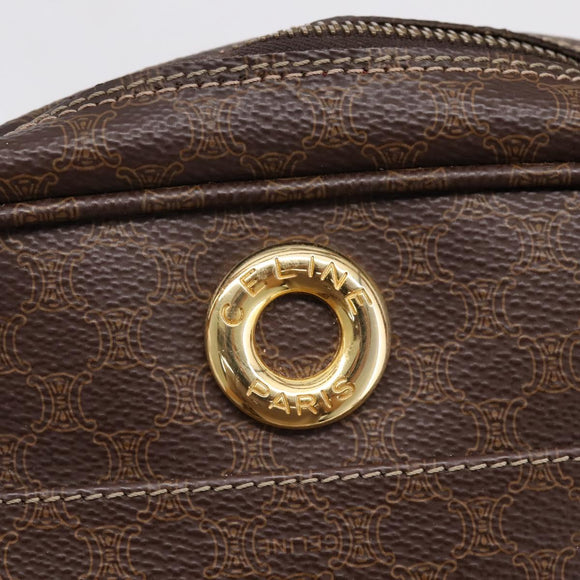 CELINE Macadam Hand Bag PVC Brown Gold Tone Auth 206645