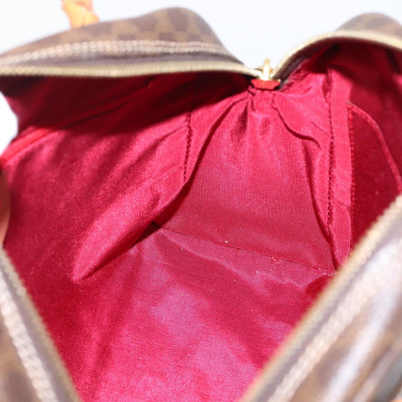 CELINE Macadam Hand Bag PVC Brown Gold Tone Auth 206645