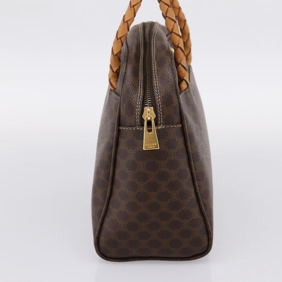 CELINE Macadam Hand Bag PVC Brown Gold Tone Auth 206645