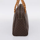 CELINE Macadam Hand Bag PVC Brown Gold Tone Auth 206645-4