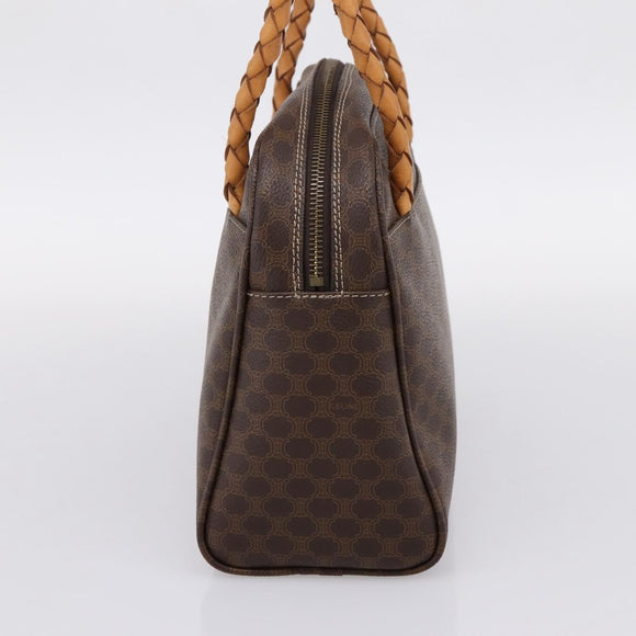 CELINE Macadam Hand Bag PVC Brown Gold Tone Auth 206645