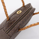 CELINE Macadam Hand Bag PVC Brown Gold Tone Auth 206645-6