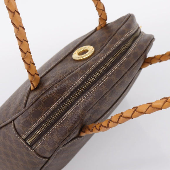 CELINE Macadam Hand Bag PVC Brown Gold Tone Auth 206645
