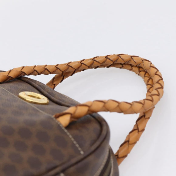 CELINE Macadam Hand Bag PVC Brown Gold Tone Auth 206645