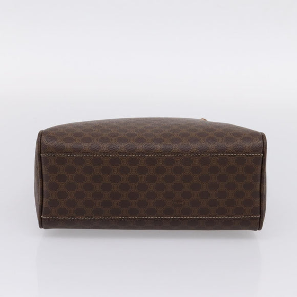 CELINE Macadam Hand Bag PVC Brown Gold Tone Auth 206645