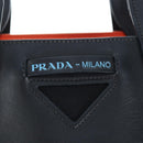 PRADA Uverture Tote Bag Canvas 2way Black Silver Auth 206647-20