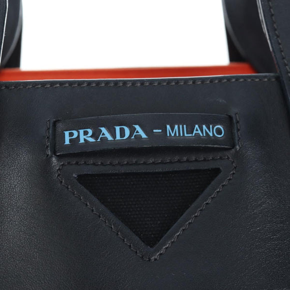 PRADA Uverture Tote Bag Canvas 2way Black Silver Auth 206647