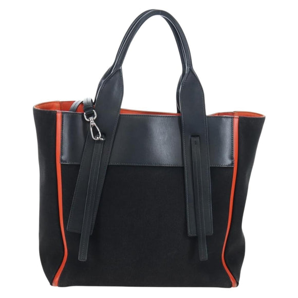 PRADA Uverture Tote Bag Canvas 2way Black Silver Auth 206647