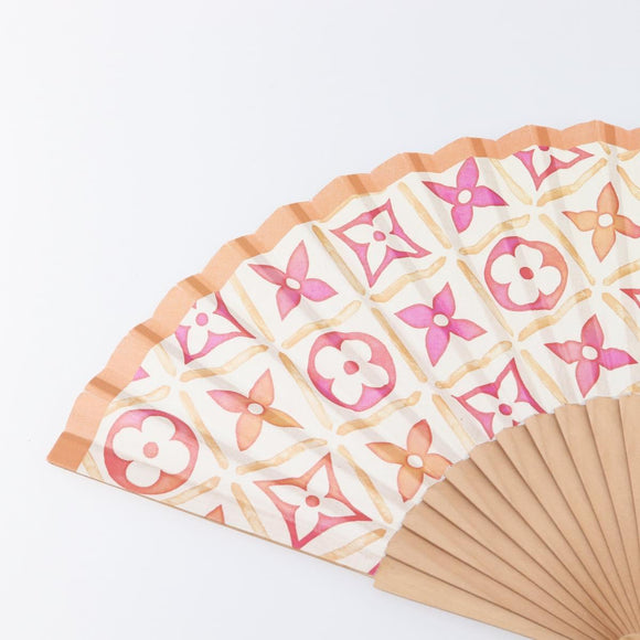 LOUIS VUITTON Monogram Tiles Japanese Fan Red UD1294 LV Auth 206652M