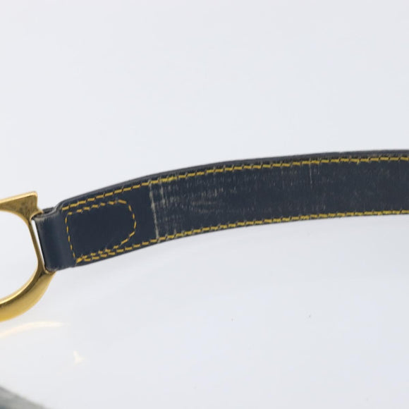 Christian Dior Trotter Canvas Double Saddle Bag Navy Gold Tone Auth 206654V