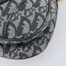 Christian Dior Trotter Canvas Double Saddle Bag Navy Gold Tone Auth 206654V-13