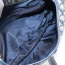 Christian Dior Trotter Canvas Double Saddle Bag Navy Gold Tone Auth 206654V-21