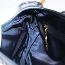 Christian Dior Trotter Canvas Double Saddle Bag Navy Gold Tone Auth 206654V-23