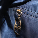 Christian Dior Trotter Canvas Double Saddle Bag Navy Gold Tone Auth 206654V-24