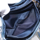 Christian Dior Trotter Canvas Double Saddle Bag Navy Gold Tone Auth 206654V-25