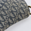 Christian Dior Trotter Canvas Double Saddle Bag Navy Gold Tone Auth 206654V-8
