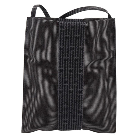 HERMES Her Line Pochette Shoulder Bag Canvas Gray Auth 206655