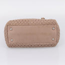 Miu Miu Hand Bag Leather 2way Beige Silver Auth 206656-5