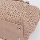 Miu Miu Hand Bag Leather 2way Beige Silver Auth 206656-16