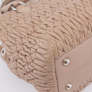 Miu Miu Hand Bag Leather 2way Beige Silver Auth 206656-17