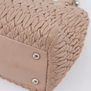 Miu Miu Hand Bag Leather 2way Beige Silver Auth 206656-18