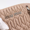 Miu Miu Hand Bag Leather 2way Beige Silver Auth 206656-20