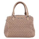 Miu Miu Hand Bag Leather 2way Beige Silver Auth 206656-13
