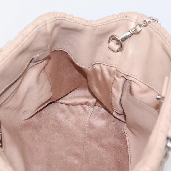 Miu Miu Hand Bag Leather 2way Beige Silver Auth 206656